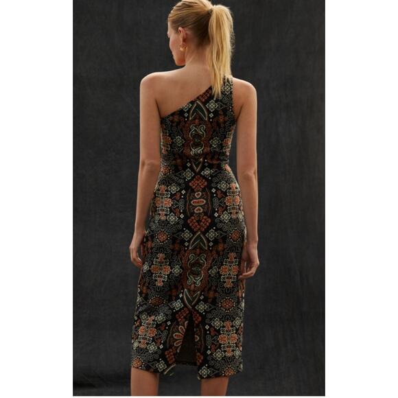 Anthropologie One Shoulder Jacquard Midi Dress - Picture 3 of 12